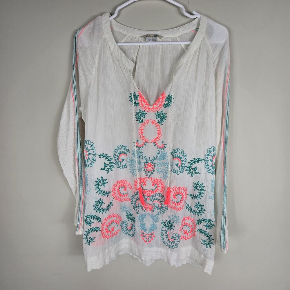 Boden Womens Lola Embroidered Peasant Top Boho Resort Wear Gauzy 16